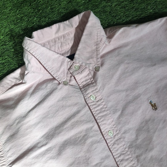 Polo Ralph Lauren Shirt Mens Large Pink XL  Sleeve Classic Fit Cotton Brown Pony - Picture 1 of 7